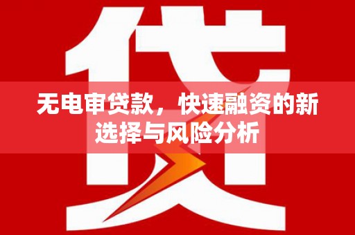 瓮安无电审贷款，快速融资的新选择与风险分析