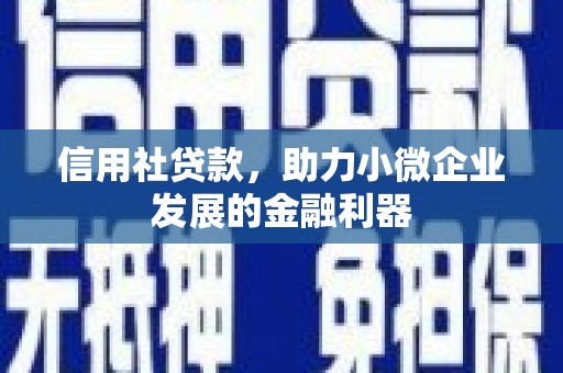 瓮安信用社贷款，助力小微企业发展的金融利器