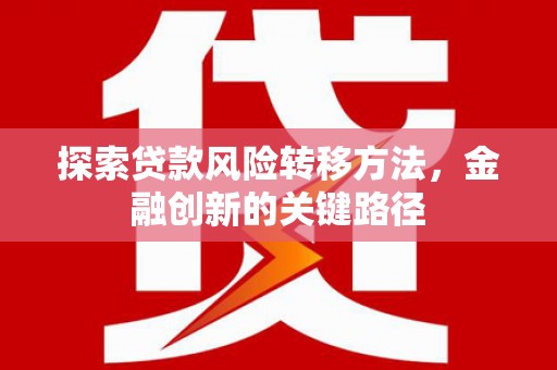 瓮安探索贷款风险转移方法，金融创新的关键路径